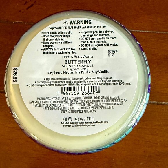 NEW BUTTERFLY 3-Wick 14.5oz Candle Bath & Body Works - Picture 3 of 3
